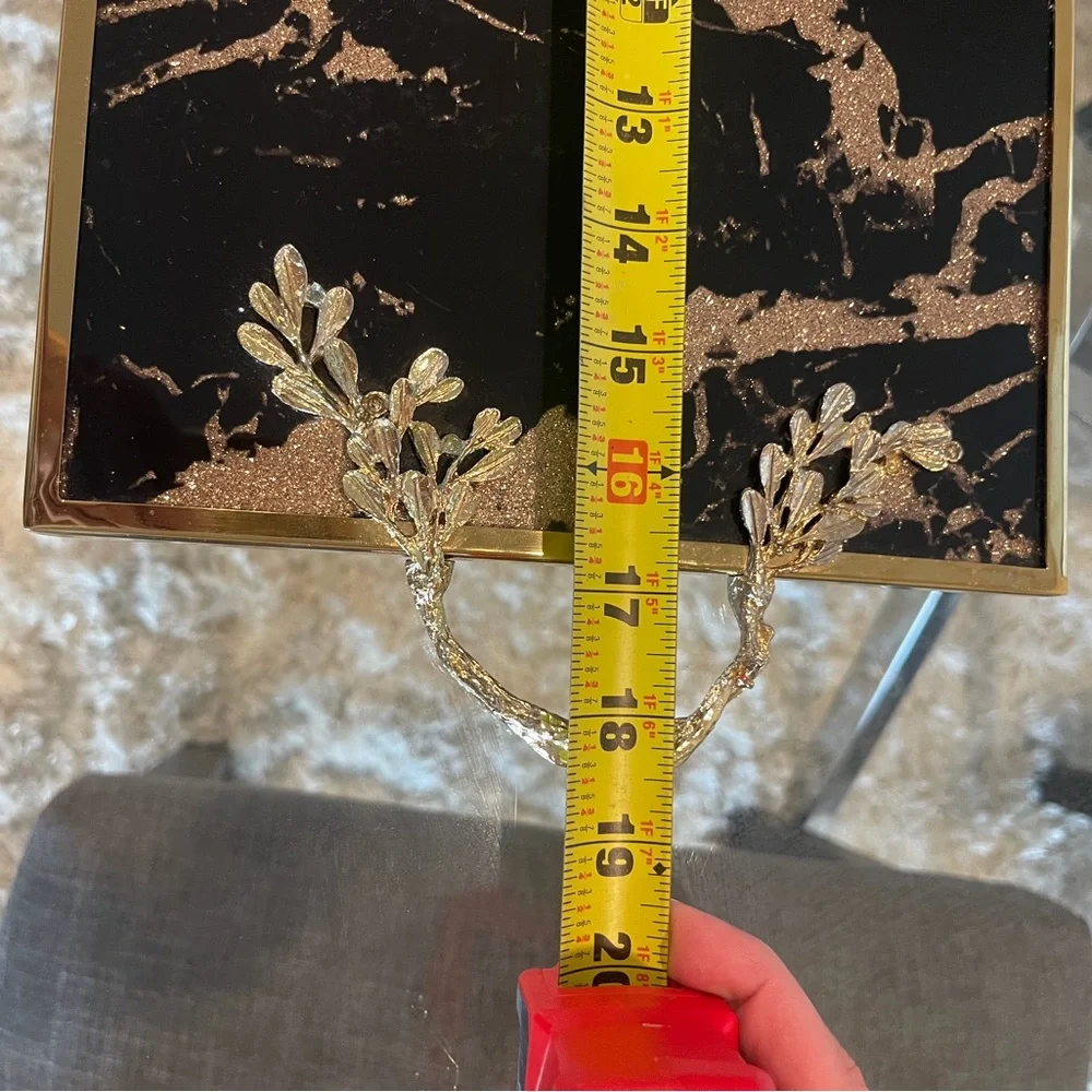 Luxury Agate black Gold leaf tray